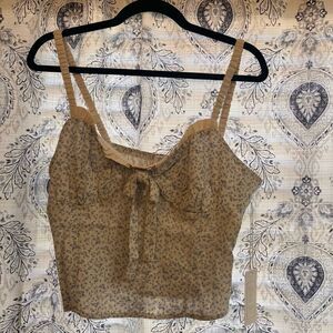 Sienna Sky Cream‎ And Blue Floral Tank Top Size Large